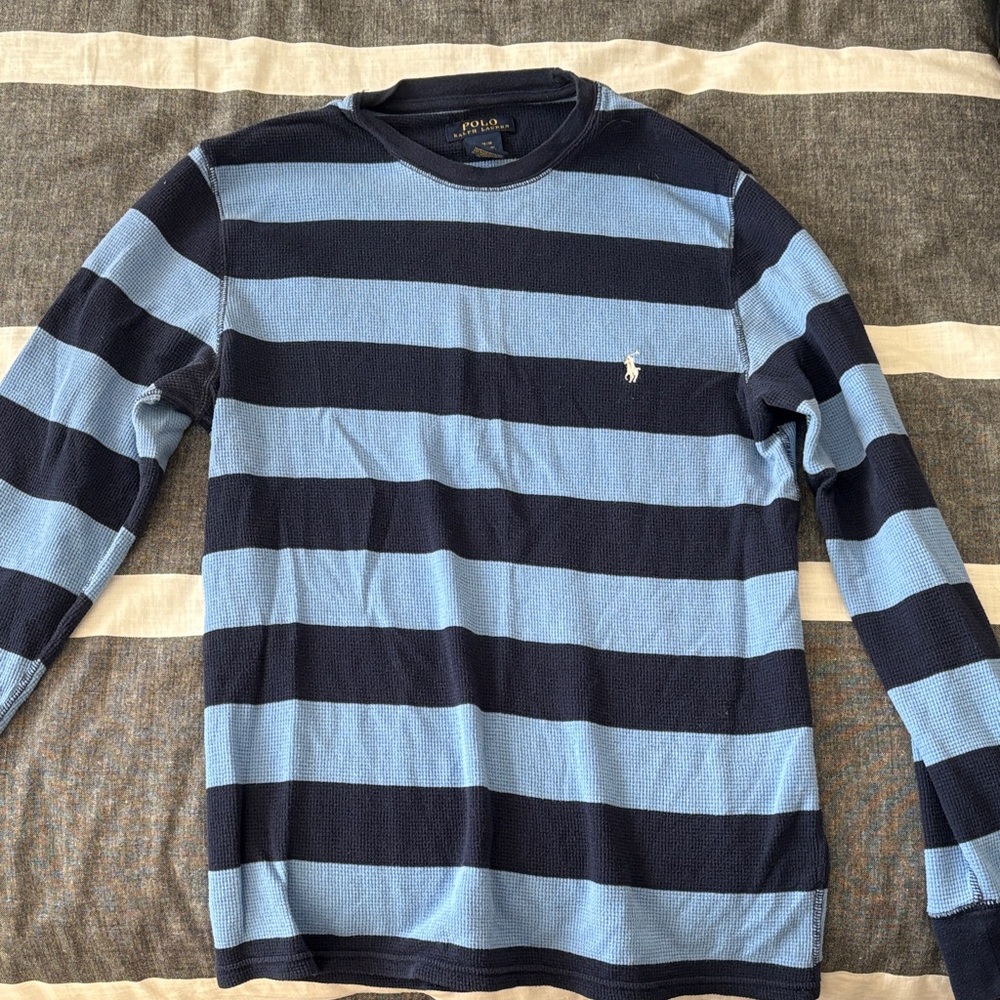 Ralph Lauren Navy and Light Blue Striped Crewneck